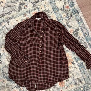 Beachlunchlounge Black and Orange Checkered Shirt